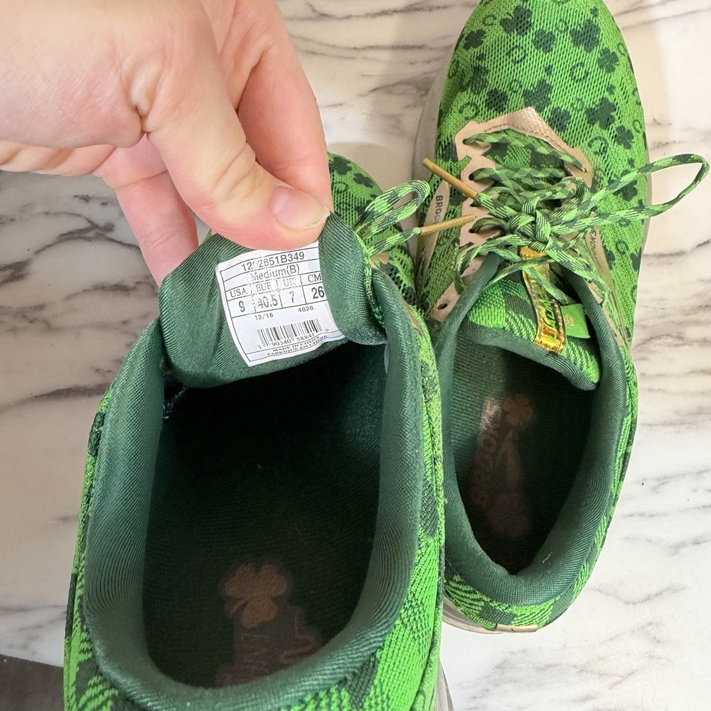 Brooks Launch 6 "Run Lucky" Green / Gold Shamrock Shoes, Women's Size 9 Sneakers - Picture 11 of 14
